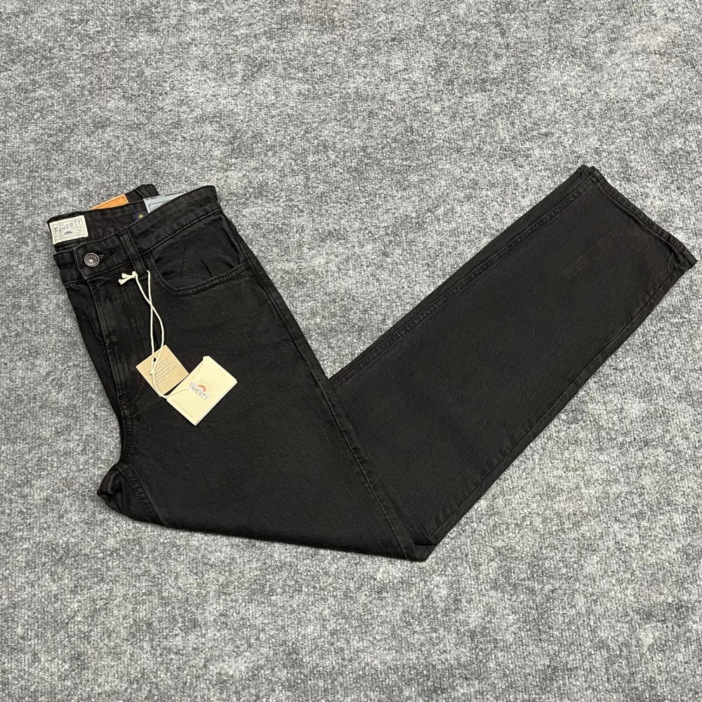 Faherty Jeans Women Size 27 Black Denim Slim Straight Blackcliff 5-Pocket Cotton